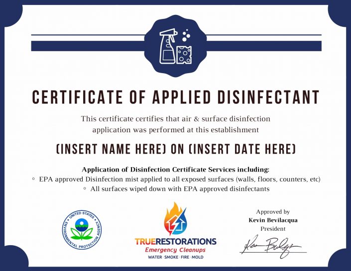 Certification of applied disinfectant - Call to leanr more.