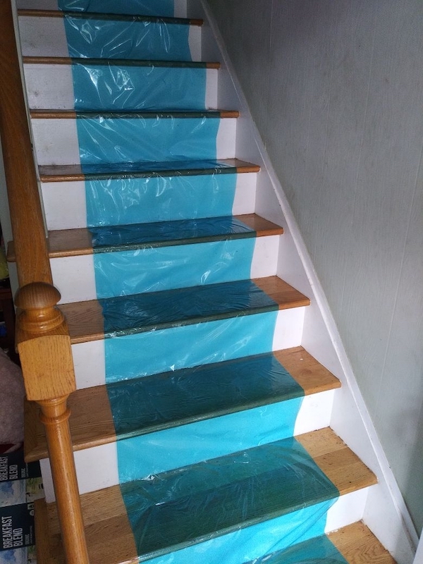 Carpet Sheild applied to stair treads